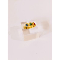 Γυναικείο Ασημένιο επίχρυσο βυζαντινό δαχτυλίδι με ζιργκον (SR58)